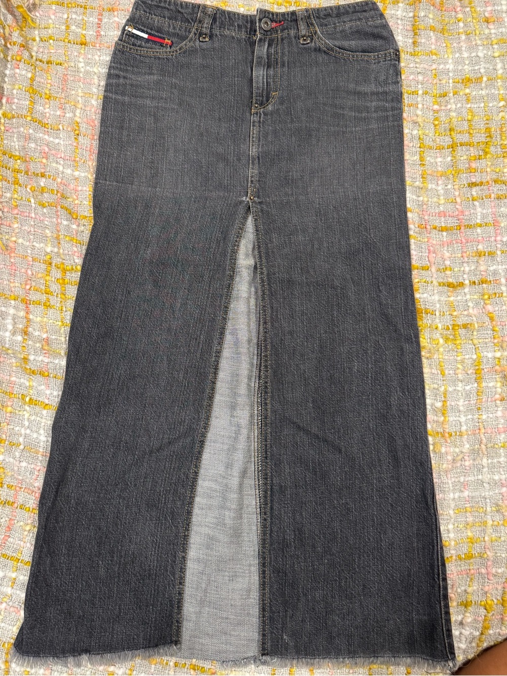 Tommy Hilfiger Dark Gray Denim Maxi Skirt with Front Slit
